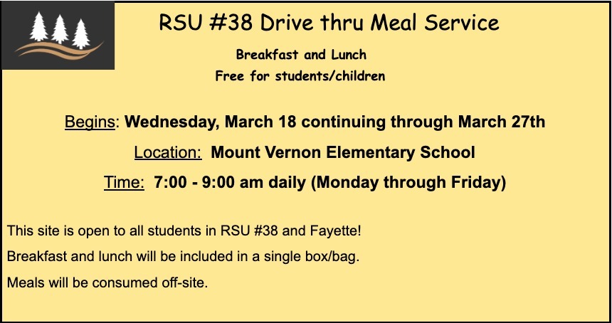 Meal Service begins Wednesday, March 18