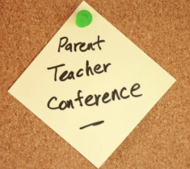 Parent Teacher Conference on sticky note