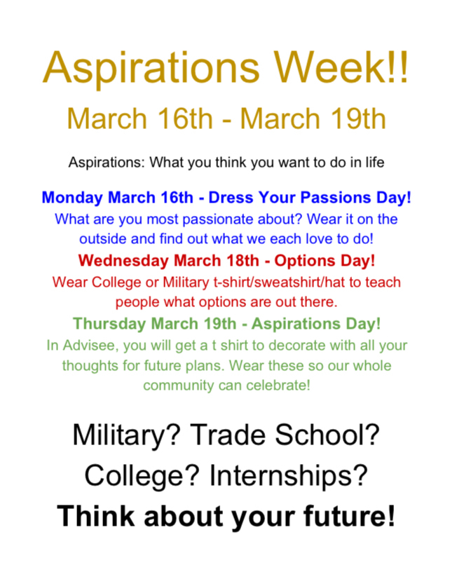 Aspirations Week is coming up!