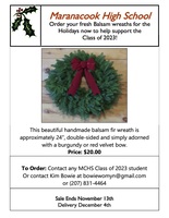 Balsam Wreath Fundraiser for the Class of 2023