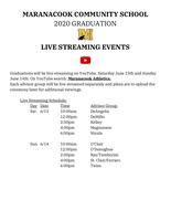 Graduation Live Streaming Schedule
