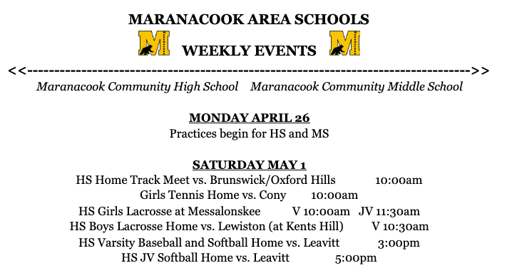 Week of 4/26